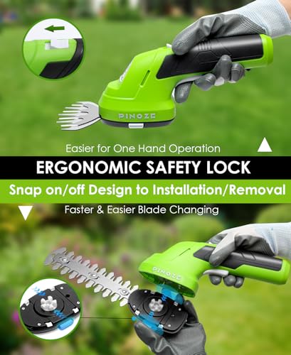 PINOZE Cordless Grass Shear & Hedge Trimmer - 2 in 1 Handheld 7.2V Small Electric Bush Trimmer, 2.0Ah Rechargeable Battery Powered Shrub Trimmers Grass Cutter for Garden, Yard, Lawn Care