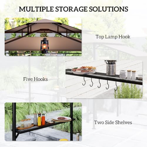 Outsunny 8' x 5' Grill Gazebo Review: Double-Tiered Shelter with Side Shelves image 24