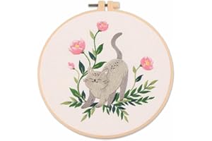 Meecaa Flower Embroidery Kit Starter Set, Hand Embroidery Set,Pattern Printed Cross Stitch Set for Beginner Adults, with Embr