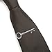 Hipster Tie Bar Clip 3 Pc Set, 1.5 Inch Silver Tone, Moustache, Vintage Key and Plain Tie Bar + Gift Box