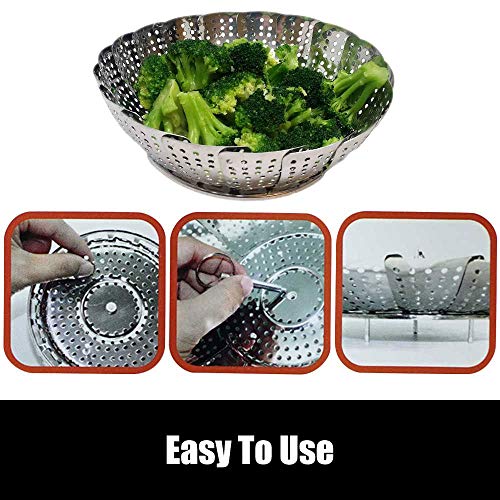 Good Living Stainless Steel Vegetable Steamer Basket For Pots and Pans, Adjustable to 9 Inches - Thumbnail 4