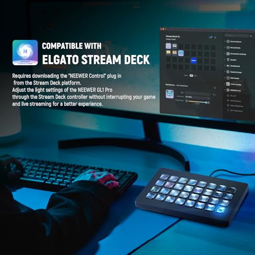 NEEWER GL1 PRO 15.5" Key Light Streaming Light, Video Light with 2.4G PC, Mac Control & iOS Android APP, 2800 Lumens LED Panel Light with Desk Clamp Compatible with Elgato Stream Deck for Gaming Zoom