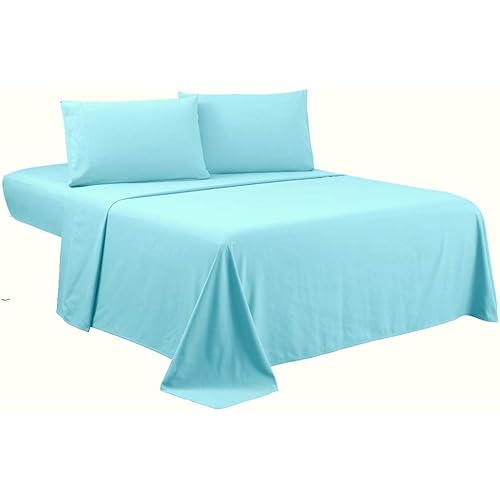 Sfoothome Cal King Sheets Set - Sky Blue Hotel Luxury 4-Piece Bed Set, Extra Deep Pocket, 1800 Series Bedding Set, Sheet & Pillow Case Set (California King,Sky Blue)