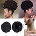 Moshina Graceful African American Black High Puff Ponytail with 2 Clips - High Wrap Updo Hairpieces - Kinky Curly Synthetic Kanekalon Fiber - Afro Bun for Black Women -Natural Chignon (Color 1b)