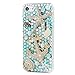 iPhone 6S Plus Case,iPhone 6 Plus Case (5.5 Inch) - Mavis's Diary 3D Handmade Blue Ocean Series Bling Diamonds Crystal Golden Anchor Starfish Shells Design [Full Edge Protection] Clear Hard PC Cover