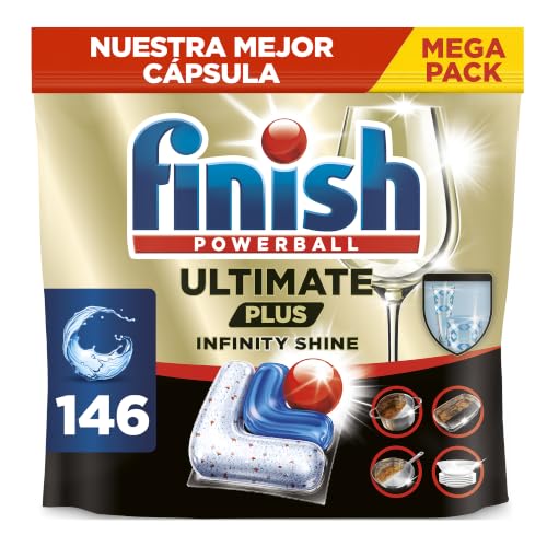 Ultimate Plus Infinity Shine, Pastillas para el Lavavajillas, limpieza y brillo intensivos, y protección del cristal, 146 pastillas