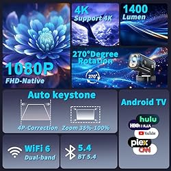 Mini Projector with WIFI 6 and Bluetooth