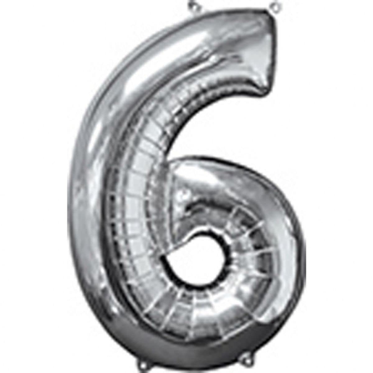 Amscan 3196001 Mid Size Number 6 Silver