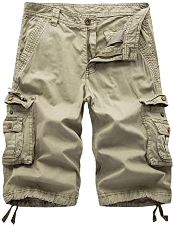 Men's Pants - Limsea Multi-Pocket Versatile Twill Cargo Capri Shorts Active Normal Waist Loose