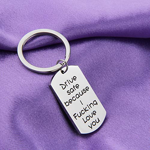 MAOFAED Driver Keychain Drive Safe Because I Fucking Love You Trucker Husband Gift New Driver Gift (Driver Keychain)