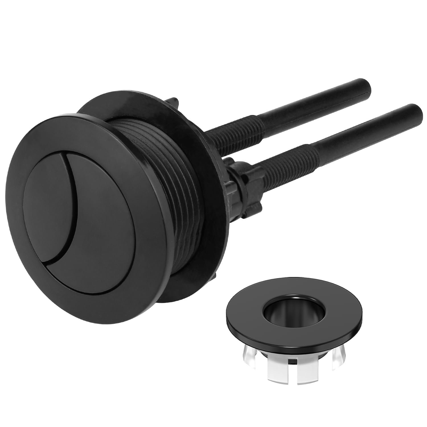 Toilet Flush Button and Sink Overflow Cap Kit, Upgrade Your Bathroom with Ancable's 38mm Stylish and Durable Black Toilet Flush Button
