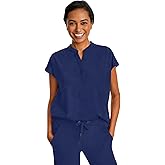 Healing Hands Women's Scrub Top Relaxed Fit Journey Top - 2 Pockets with Knit Details, Dolman Sleeve and Rounded Hem - 2152