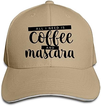 Sandwich Cap All I Need Is Coffee and Mascara Durable Baseball Cap Hats Adjustable Peaked Trucker Cap