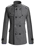 PAUL JONES Men's Classic Double Breasted Wool Blends Coat Jacket