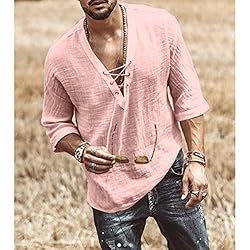 Men's Fashion Shirt Short Sleeve Beach V-Neck