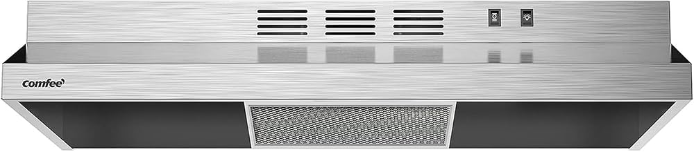 COMFEE' Range Hood 30 Inch Under Cabinet 200 CFM Ducted/Ductless | Durable Stainless Steel Slim Design with 2-Speed Exhaust F