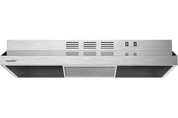 COMFEE' CVU30W2AST Range Hood 30 Inch Ducted Ductless Vent Hood Durable Stainless Steel Kitchen Hood for Under Cabinet with 2 Reusable Filter, 200 CFM, 2 Speed Exhaust Fan Silver