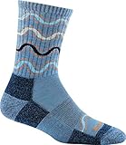 Darn Tough Wandering Stripe Micro Crew Light Cushion Sock - Women's Vapor Blue Medium