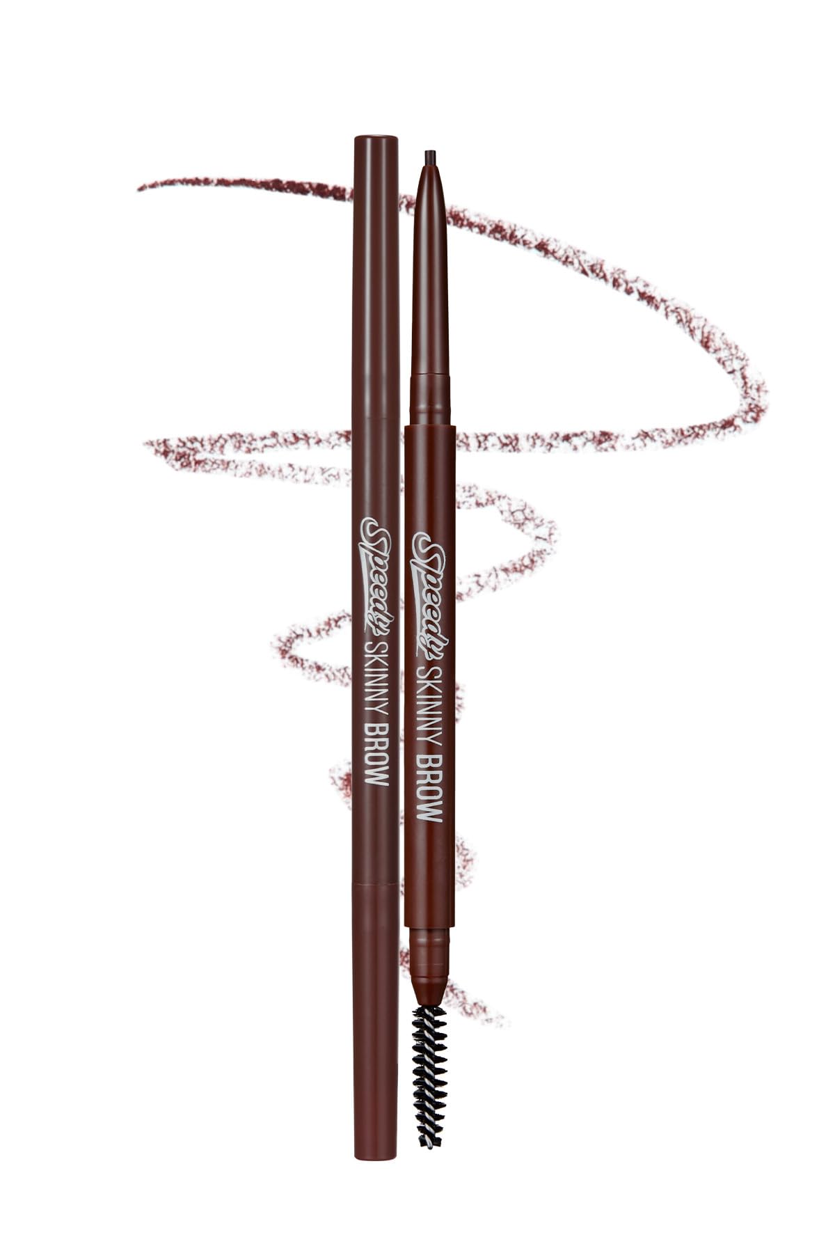 Peripera Speedy Skinny Brow Eyeliner - Long Lasting Super Slim Smudge Proof - Red Brown - 1.5mm