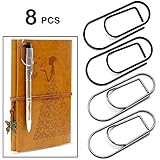 FREUDE Pen Holder Clip for Notebook Journals,8pcs/Pack(Black+Silver) Stainless Steel Detachable Pen Holder Fits Almost Any Pen Size