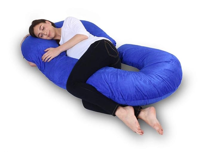 Momsyard Full Body C Shape Maternity/Pregnancy Pillow - Baby Nursing Cushion & Maternity Pillow for Pregnant Women Made of 100% Velvet Pillow Cover - 2.5 kg (Royal Blue)