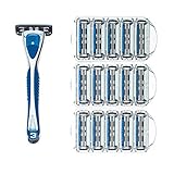 Personna Men's 3 Blade Razor System - Mens Shaving Razors - Razor Handle with 15 Replacement Cartridges