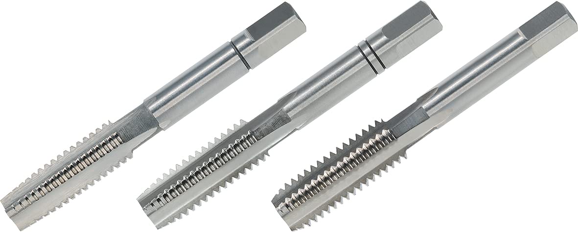 VÖLKEL Hand Tap Set 3-Piece DIN 352 HSS-G - M6 x 1.0 | Rougher, Intermediate Tap & Finishing Tap | M6 Thread Cutter | M6 Tap | Internal Thread Tap