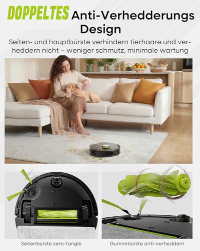 MONSGA Saugroboter mit Wischfunktion 8000PA, Staubsauger Roboter mit Absaugstation 4L, LiDAR Navigation,Dual Anti-Tangle System,4-in-1 Saug und Wischroboter ideal für Teppich Tierhaare, APP Steuerung