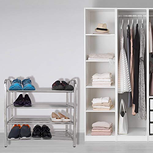 image for FANHAO Upgraded 4-Tier Shoe Rack, 100% Stainless Steel Shoe Storage Or