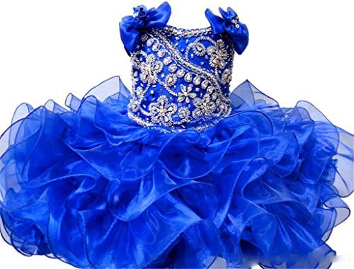 HZCQ Little Girls' National Glitz Cupcake Dress Infant Pageant Dress 1 US Blue