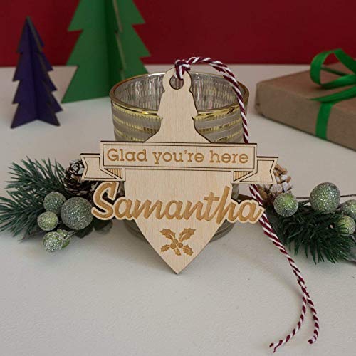 2x Christmas Table Name Settings Custom Made Wooden Bauble
