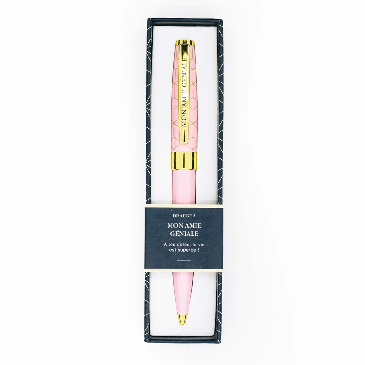 Draeger Paris "Mon Amie Géniale" Retractable Ballpoint Pen, Pastel Pink and Gold, Gift Box