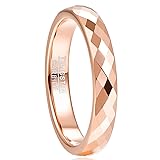 NUNCAD 4mm Faceted Tungsten Wedding Ring Rose Gold