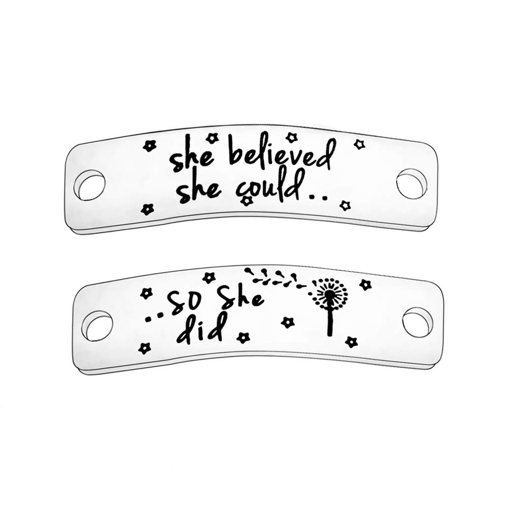 MADHAHEFU She Believed She Could So She Did Lace Tag Trainer Tags Gift for Runner Fitness Gym Get Fit Running Inspirational Shoelace Charm