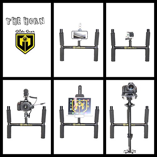 Glide Gear BV100 Horn Video Camera Handle Grip /Field Monitor Yoke Holder w/ Shoulder Strap Ball Head