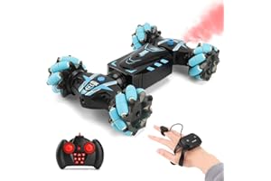 NIWOTA Gesture RC Cars, 2.4GHz 4WD Gesture Sensing Remote Control Stunt Car Toys for Boys, 360° Rotation Drift Stunt Hand Watch Controlled Twist Offroad RC Cars Craweler Gift for Kids (Light Blue)