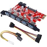 Inateck PCI-E to USB 3.0 5-Port PCI Express Card and 15-Pin Power Connector, Mini PCI-E USB 3.0 Hub Controller Adapter, with Internal USB 3.0 20-PIN Connector - Expand Another Two USB 3.0 Ports