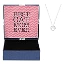 Mother's Day Gifts Best Cat Mom Ever Cat Lover Gifts Paw Shaped Pendant Cable Chain Fashion Jewelry Necklace Jewelry Box Keepsake Gift for Cat Lover Rescue Cat Gifts New Kitten Gifts