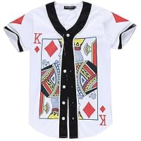 PIZOFF Unisex Short Sleeve King of Heart Basketball Team Baseball Shirt Y1724-41-XL