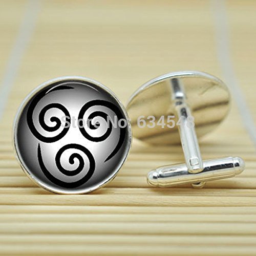 Pretty Lee Avatar The Last Airbender Air Nomad In Silver Cufflinks Glass Cabochon Cufflinks C3140
