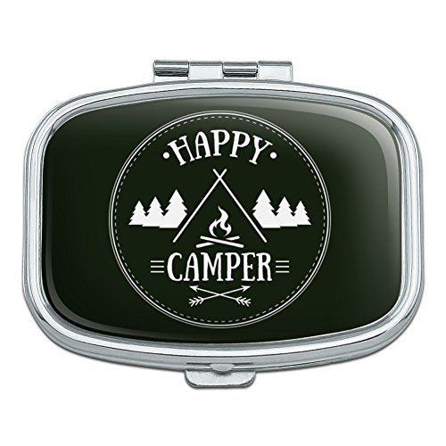Happy Camper with Campfire Rectangle Pill Case Trinket Gift Box