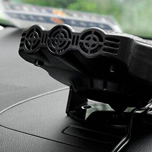 denshine 12V Car Heater/Demister Portable 30 Seconds Fast Heating 150W 2 in 1 Auto Ceramic Heater Cooling Fan 3-Outlet Plug Defrost The Windows (Black)