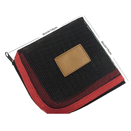 Riverruns Mesh Fly Fishing Line Wallet leader Wallet Fishing Line Bag size 6.6 X 6.6inch (16X16cm) (Red)