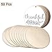KURTZY 50 Pieces (4 Inch) Round Wooden Circles with Holes - Hanging Tags Wooden Discs Cutouts - Blank Wood Circles Ornaments for DIY Crafts, Milestone Discs, Wood burning, Painting, Home Decorations