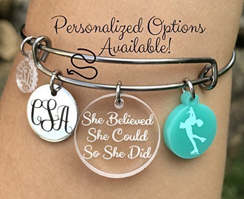 Figure Skating Bracelet, Figure Skating Gifts, Figure Skating Bangle, Figure Skater Gift, Figure Skate Bracelet, Ice Skater Gifts - Thumbnail 5