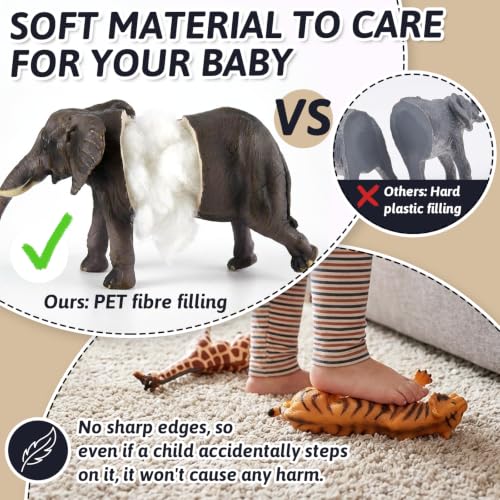 LINFUN KIDS Animal Toy, 5 Pieces Realistic Figure Set | with Lions, Elephants, Giraffes, Crocodiles and Tigers Forest Animals Figures Educational Toy for Boys Girls 3+