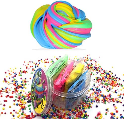 Dahen Fluffy Slime Toy - Super Soft and Non-sticky,4 Colors Independent Vacuum Packaging,ASTM F963 Certified,Stress Relief Toy, Great Gift for Kids