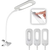 OttLite Soft Touch LED Clip Lamp, 3 Brightness Settings, White | ClearSun LEDs Reduce Eyestrain | Sturdy Spring-Loaded Clip | Flexible Neck | Touch-Activated Controls