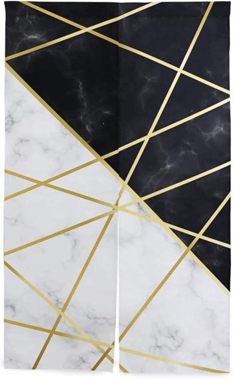 Amazon Tinzzeros のれん おしゃれ 美しい大理石の背景ゴールドラインベクトル 通気性がよ 空間 見えにくい 無地 ダイニング ファブリック 半カーテン 浴室 障子 透明性の 突っ張り棒付き 幅85 丈90 のれん オンライン通販