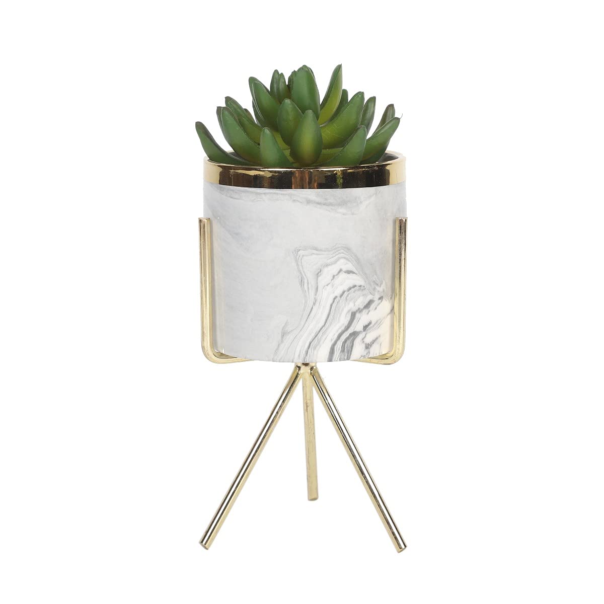 Sleepdown Halo Green Succulent Artificial Faux Plant Marble Stand for Home Office Bathroom Decor Indoor Decoration Aesthetics